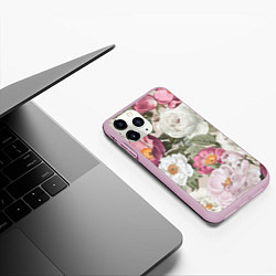 Чехол iPhone 11 Pro матовый Цветы Розовый Сад Пион и Роз, цвет: 3D-розовый — фото 2
