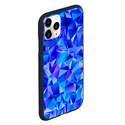 Чехол iPhone 11 Pro матовый СИНЕ-ГОЛУБЫЕ полигональные кристаллы, цвет: 3D-черный — фото 2