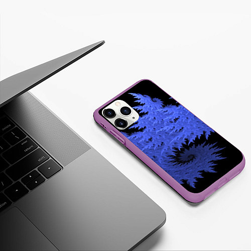 Чехол iPhone 11 Pro матовый Абстрактный морозный узор Abstract frost pattern / 3D-Фиолетовый – фото 3