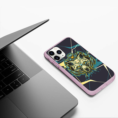 Чехол iPhone 11 Pro матовый Талисман волк / 3D-Розовый – фото 3