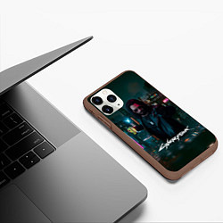 Чехол iPhone 11 Pro матовый Johnny Cyberpunk2077, цвет: 3D-коричневый — фото 2