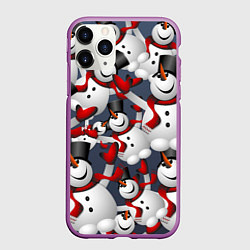 Чехол iPhone 11 Pro матовый ВОЗДУШНЫЕ СНЕГОВИКИ