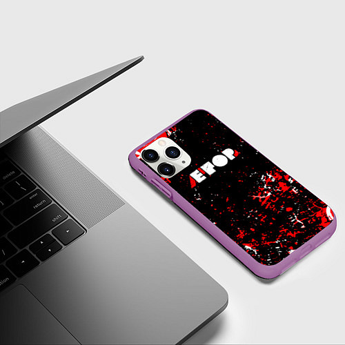 Чехол iPhone 11 Pro матовый Егор летов - гражданская оборона / 3D-Фиолетовый – фото 3