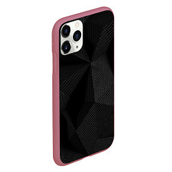 Чехол iPhone 11 Pro матовый КАРБОН ПОЛИГОНЫ, цвет: 3D-малиновый — фото 2