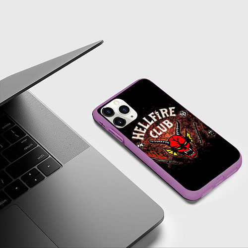 Чехол iPhone 11 Pro матовый Hellfire club / 3D-Фиолетовый – фото 3
