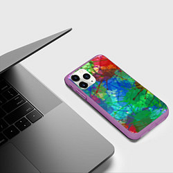 Чехол iPhone 11 Pro матовый Разноцветные кляксы, цвет: 3D-фиолетовый — фото 2