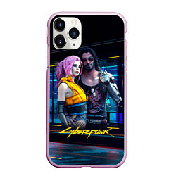 Чехол iPhone 11 Pro матовый Johnny и Vi Girl Cyberpunk2077, цвет: 3D-розовый