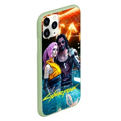 Чехол iPhone 11 Pro матовый Cyberpunk2077 Johnny Vi girl, цвет: 3D-салатовый — фото 2