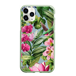 Чехол iPhone 11 Pro матовый Цветы Эдема, цвет: 3D-салатовый