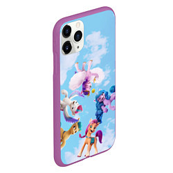 Чехол iPhone 11 Pro матовый My Little Pony летают в облаках, цвет: 3D-фиолетовый — фото 2