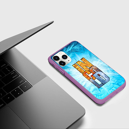 Чехол iPhone 11 Pro матовый IN COLD logo with blue ice / 3D-Фиолетовый – фото 3