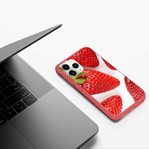 Чехол iPhone 11 Pro матовый Strawberries / 3D-Красный – фото 3