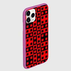 Чехол iPhone 11 Pro матовый ТЕКСТУРНЫЕ КРАСНО ЧЕРНЫЕ КВАДРАТЫ, цвет: 3D-фиолетовый — фото 2