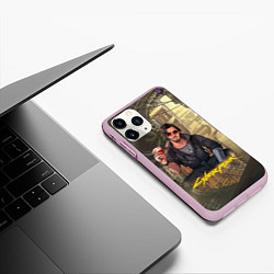Чехол iPhone 11 Pro матовый Джонни киберпанк, цвет: 3D-розовый — фото 2