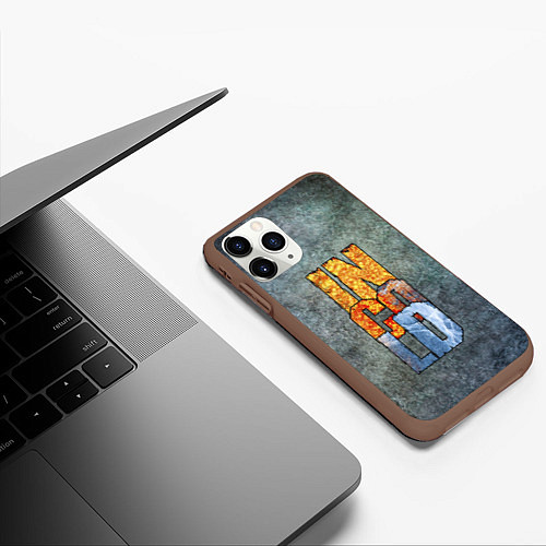 Чехол iPhone 11 Pro матовый IN COLD logo on a gray background / 3D-Коричневый – фото 3