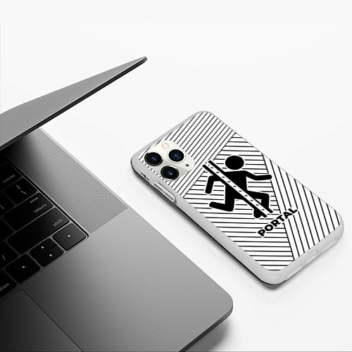 Чехол iPhone 11 Pro матовый Символ Portal на светлом фоне с полосами / 3D-Белый – фото 3