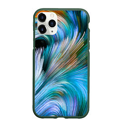 Чехол iPhone 11 Pro матовый Абстрактная красочная композиция Полосы Abstract c, цвет: 3D-темно-зеленый