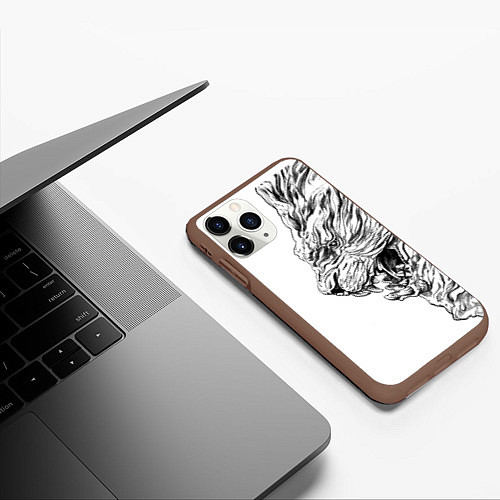 Чехол iPhone 11 Pro матовый LION pride / 3D-Коричневый – фото 3