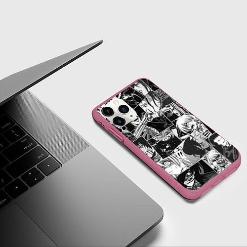 Чехол iPhone 11 Pro матовый Хэллсинг паттерн Hellsing / 3D-Малиновый – фото 3