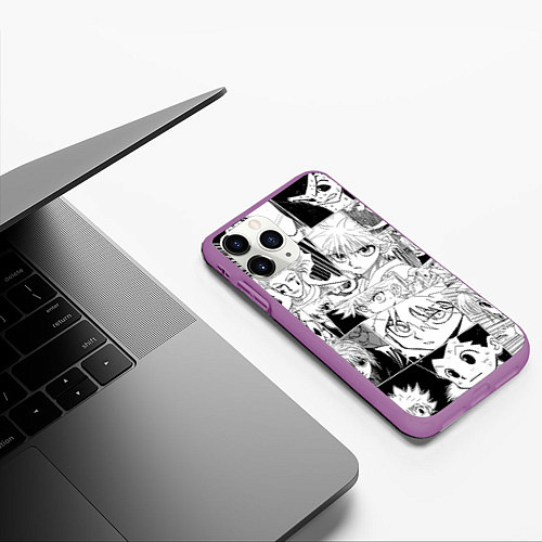 Чехол iPhone 11 Pro матовый Hunter x Hunter pattern / 3D-Фиолетовый – фото 3