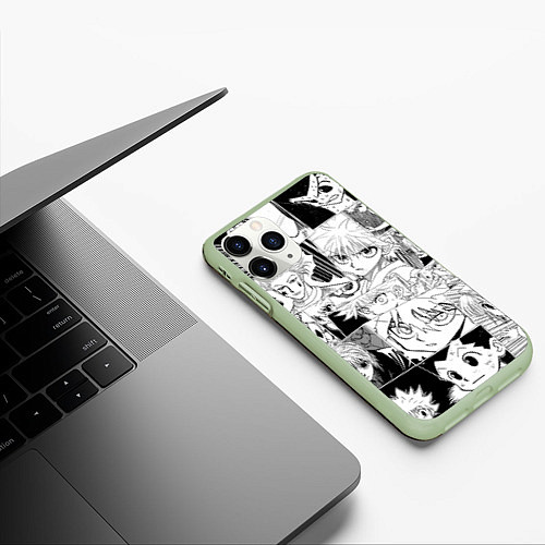Чехол iPhone 11 Pro матовый Hunter x Hunter pattern / 3D-Салатовый – фото 3