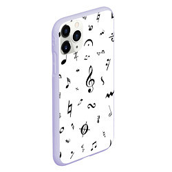 Чехол iPhone 11 Pro матовый Нотные Знаки Черные на Белом, цвет: 3D-светло-сиреневый — фото 2