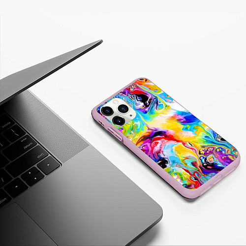 Чехол iPhone 11 Pro матовый Неоновые всплески красок Лето Neon splashes of col / 3D-Розовый – фото 3