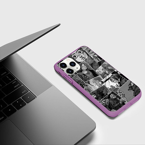 Чехол iPhone 11 Pro матовый The last of us comix / 3D-Фиолетовый – фото 3
