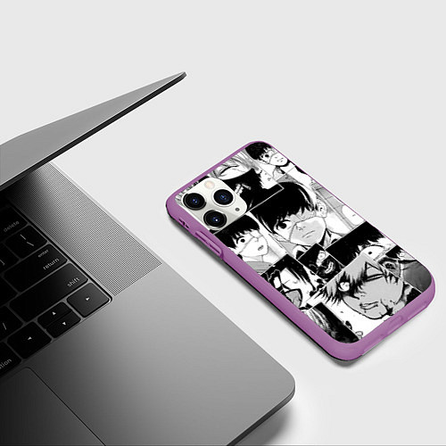 Чехол iPhone 11 Pro матовый Токийский гуль паттерн / 3D-Фиолетовый – фото 3