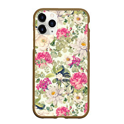 Чехол iPhone 11 Pro матовый Цветы Винтажные Розы, цвет: 3D-коричневый