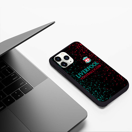 Чехол iPhone 11 Pro матовый Ливерпуль брызги красок / 3D-Черный – фото 3
