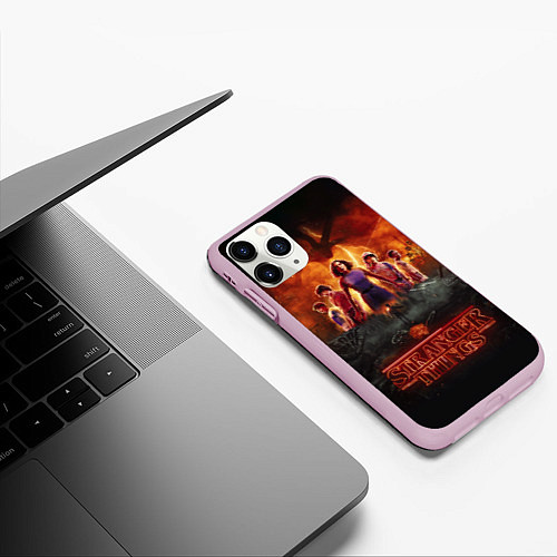 Чехол iPhone 11 Pro матовый ОЧЕНЬ СТРАННЫЕ ДЕЛА STRANGER THINGS / 3D-Розовый – фото 3