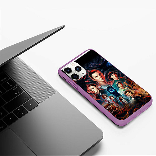 Чехол iPhone 11 Pro матовый ОЧЕНЬ СТРАННЫЕ ДЕЛА 4 STRANGER THINGS 4 / 3D-Фиолетовый – фото 3