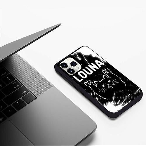 Чехол iPhone 11 Pro матовый Группа Louna и Рок Кот / 3D-Черный – фото 3
