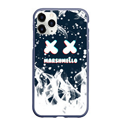 Чехол iPhone 11 Pro матовый Marshmello белый огонь, цвет: 3D-серый