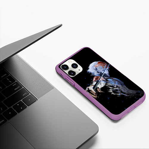 Чехол iPhone 11 Pro матовый METAL GEAR RISING Райден с мечом / 3D-Фиолетовый – фото 3