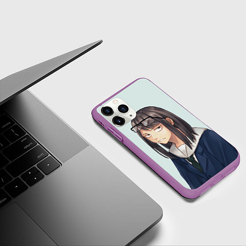 Чехол iPhone 11 Pro матовый Sweet Sayaka Руки прочь от кинокружка / 3D-Фиолетовый – фото 3