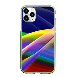 Чехол iPhone 11 Pro матовый Абстрактная неоновая композиция Волны Abstract neo, цвет: 3D-салатовый