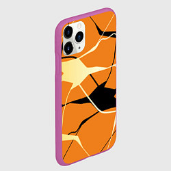 Чехол iPhone 11 Pro матовый Абстрактные полосы на оранжевом фоне, цвет: 3D-фиолетовый — фото 2