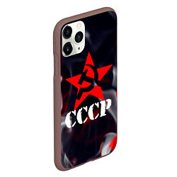 Чехол iPhone 11 Pro матовый Ссср - серп и молот - звезда - пламя, цвет: 3D-коричневый — фото 2