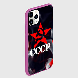 Чехол iPhone 11 Pro матовый Ссср - серп и молот - звезда - пламя, цвет: 3D-фиолетовый — фото 2