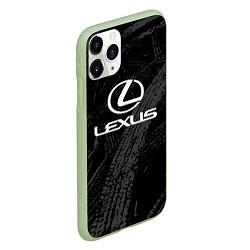 Чехол iPhone 11 Pro матовый Lexus - следы шин, цвет: 3D-салатовый — фото 2