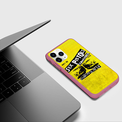 Чехол iPhone 11 Pro матовый Sex Pistols experience LIVE / 3D-Малиновый – фото 3