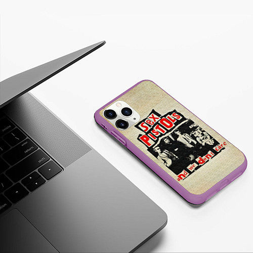 Чехол iPhone 11 Pro матовый We Dont Care - Sex Pistols / 3D-Фиолетовый – фото 3