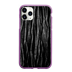 Чехол iPhone 11 Pro матовый Полосы чорные серые роизвольные random black strip, цвет: 3D-фиолетовый