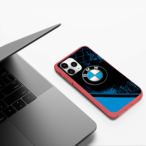 Чехол iPhone 11 Pro матовый BMW : БМВ ЛОГО / 3D-Красный – фото 3