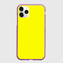 Чехол iPhone 11 Pro матовый Однотонный неоновый лимонный желтый тон, цвет: 3D-фиолетовый