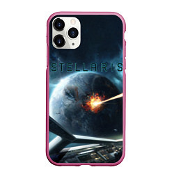 Чехол iPhone 11 Pro матовый Stellaris взрыв звезды лучом с космического корабл, цвет: 3D-малиновый