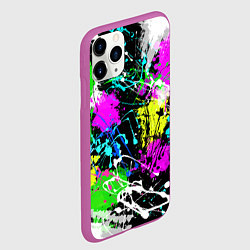 Чехол iPhone 11 Pro матовый Разноцветные пятна краски на черном фоне, цвет: 3D-фиолетовый — фото 2