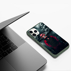 Чехол iPhone 11 Pro матовый Smoke Дым Skull, цвет: 3D-темно-зеленый — фото 2